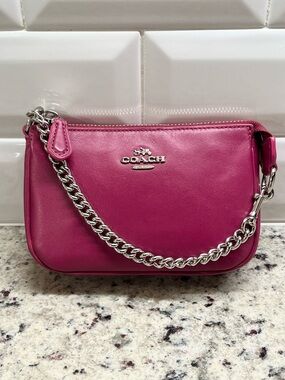 Coach Nolita Raspberry Smooth Leather Wristlet/Mini Bag EUC